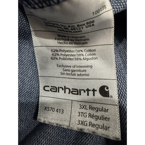 Carhartt K570 Pocket Polo Shirt Men’s 3XL Blue Heather Original Fit Workwear - Picture 4 of 5